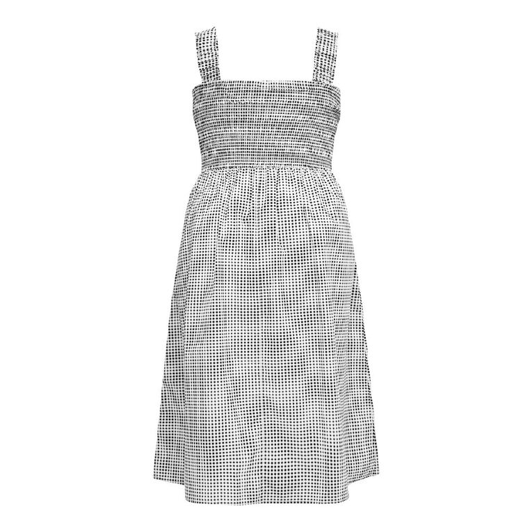 H&H Plus Women's Shirred Maxi Dress, Black/White, hi-res