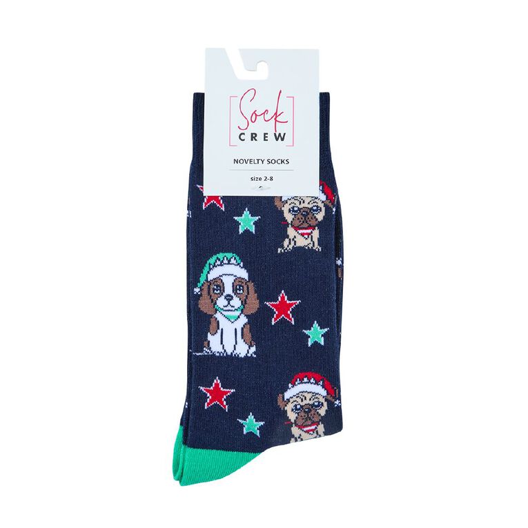 Sock Crew Christmas Novelty Crew Socks 1 Pack, Navy, hi-res