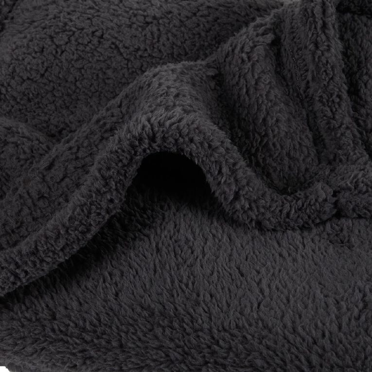 Living & Co Throw Sherpa Charcoal 127cm x 152cm, , hi-res