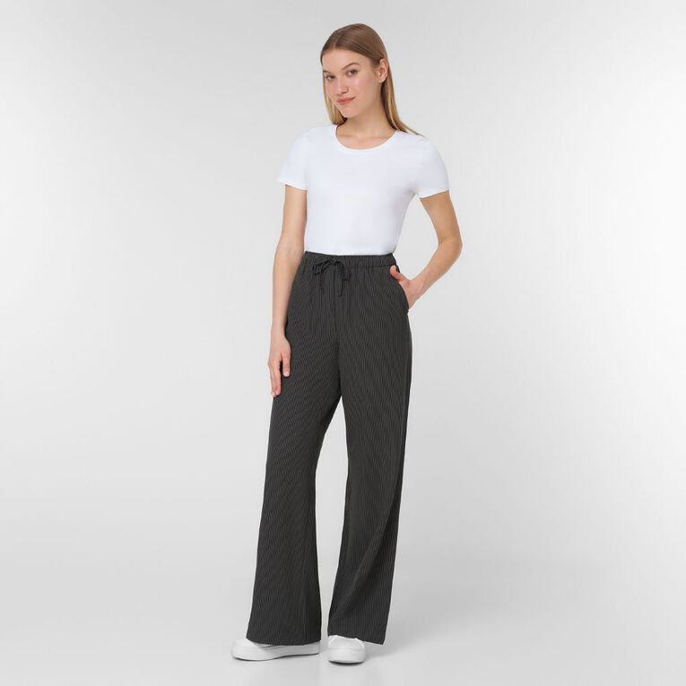 H&H Women's Pinstripe Wide Leg Pants, Grey Dark, hi-res