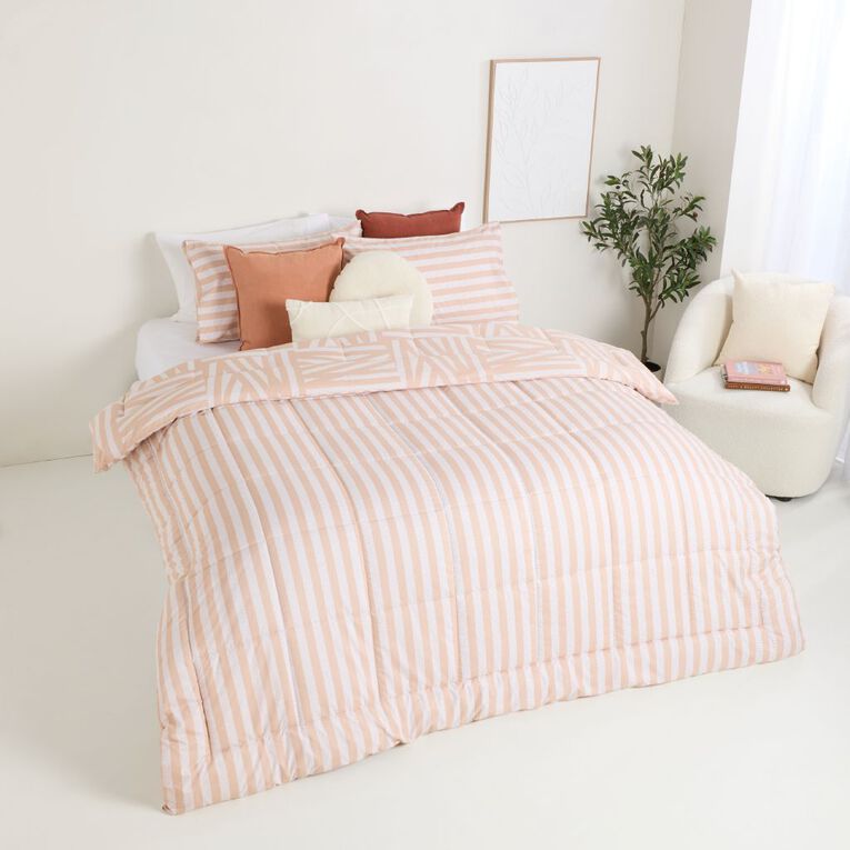 Living & Co 3 Piece Reverse Comforter Set Natural Queen, Natural, hi-res