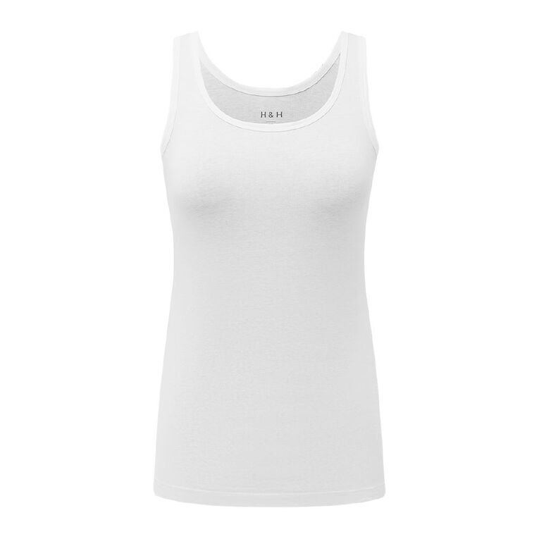 H&H Women's Stretch Longline Tank White The Warehouse - Main Image