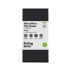 Living & Co Flat Microfibre Sheet Single/ King Single Black One Size