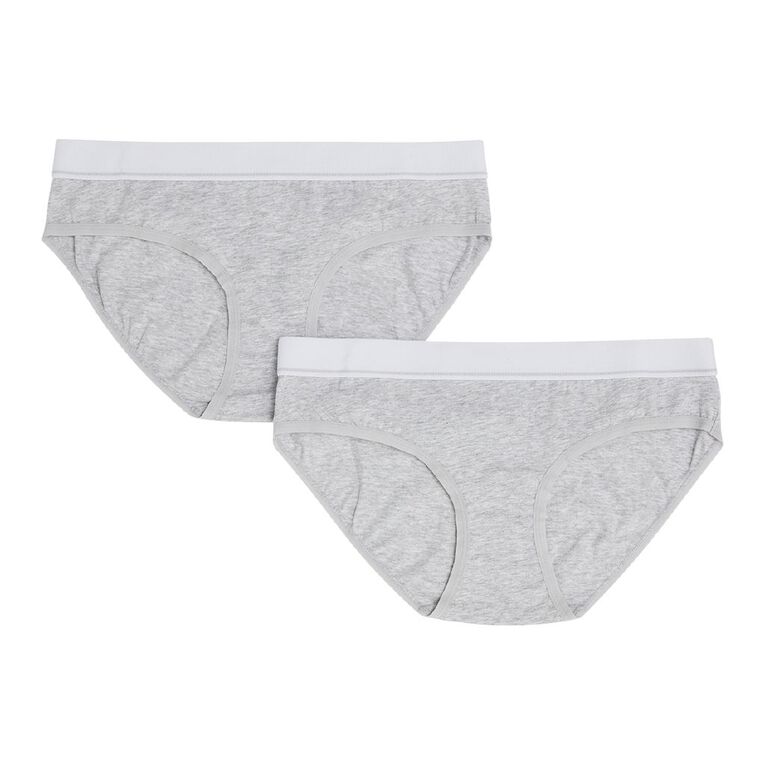 H&H Women's Basic Wide Band Bikini Briefs 2 Pack, Grey, hi-res