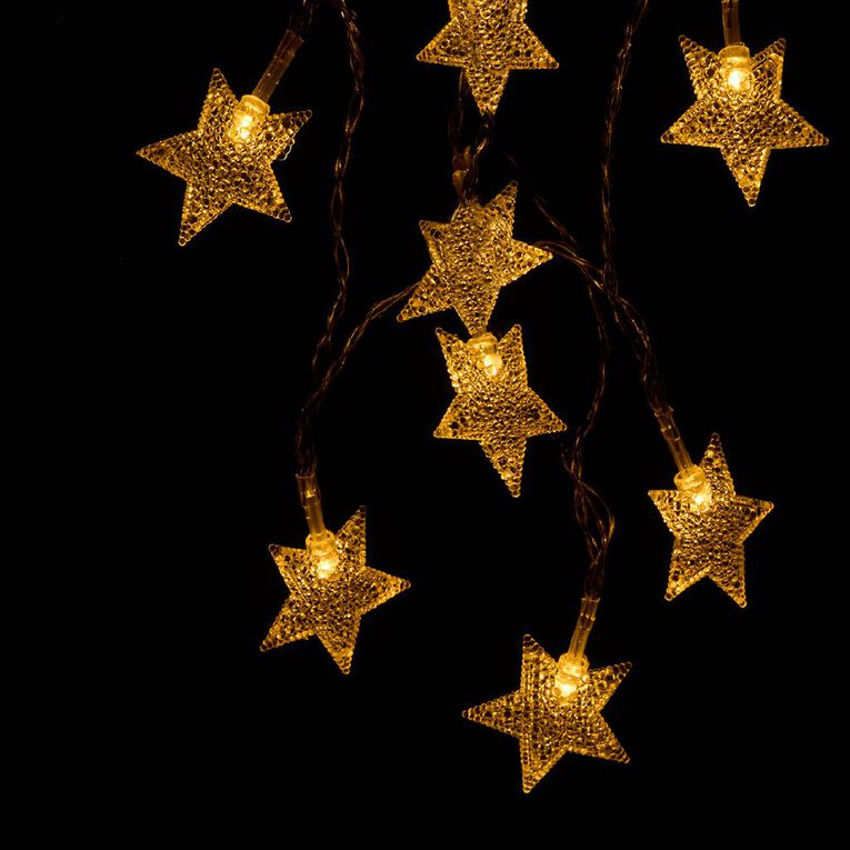 Wonderland Battery Star String Christmas Lights Warm White 1.35m, , hi-res