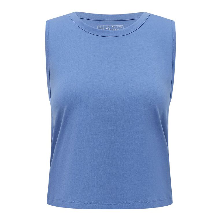 Active Intent Women's Cropped Muscle Tank, Blue Mid, hi-res