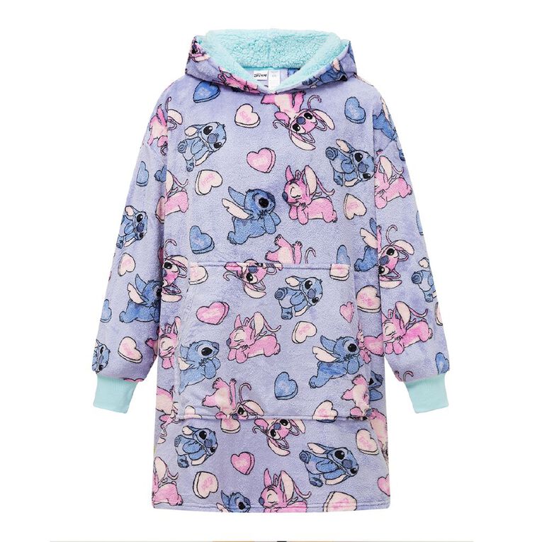 Stitch Women's Coral Fleece Hoodie, Blue Light, hi-res