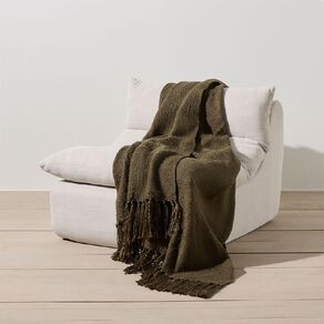 Living & Co Throw Chunky Weave Green Dark 127cm x 152cm
