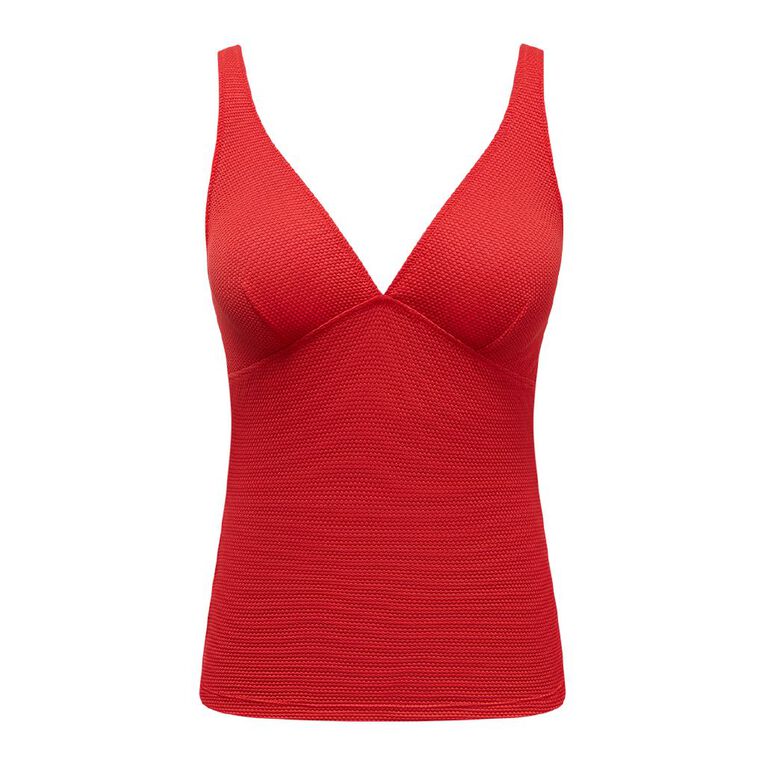 H&H Women's V-Neck Tankini, Red Mid, hi-res