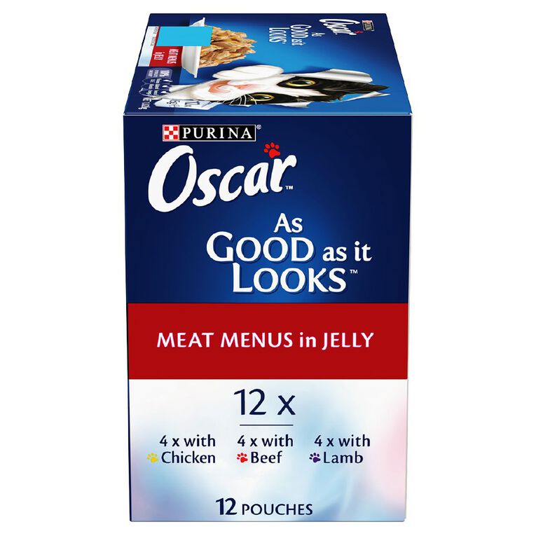 Oscar Adult Meat Menus Jelly Wet Cat Food Pouch 12 x 85g, , hi-res