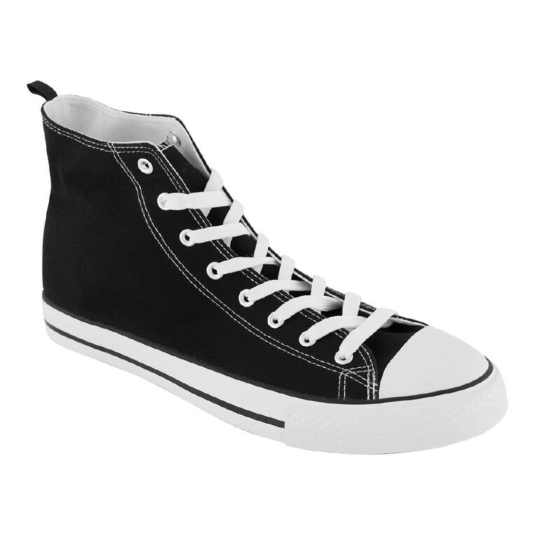 H&H Adults Unisex Freestyle Canvas High Top Sneakers, Black/White, hi-res