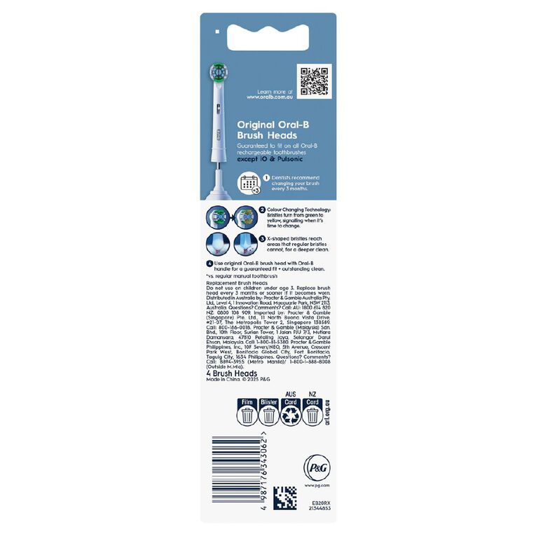 Oral-B Everyday Clean Replacement Brush Heads 4 Pack, , hi-res