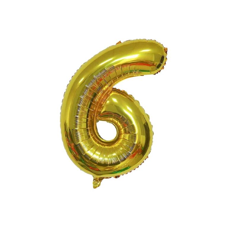 Party Inc Foil Balloon #6 Gold 35cm, , hi-res