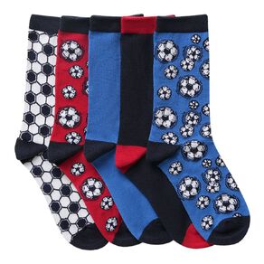 H&H Boys' Crew Jacquard Socks 5 Pack