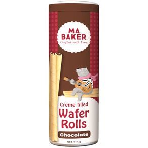 ma baker chocolate wafer rolls 114g