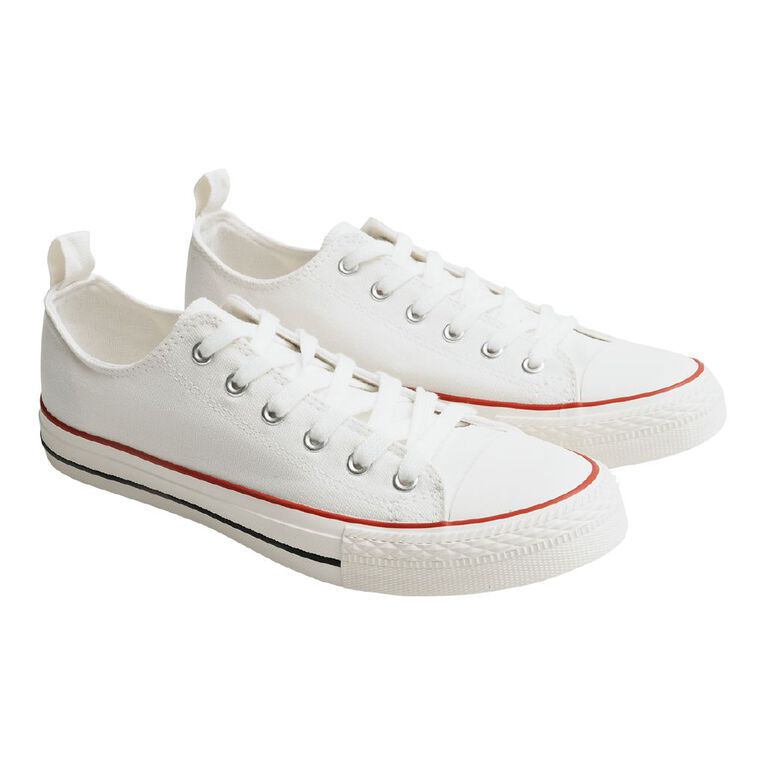 H&H Women's Jen Canvas Low Top Sneakers, White, hi-res