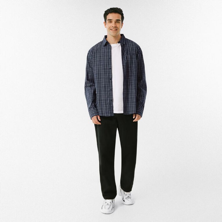 H&H Men's Long Sleeve Check Shirt, Blue Dark, hi-res