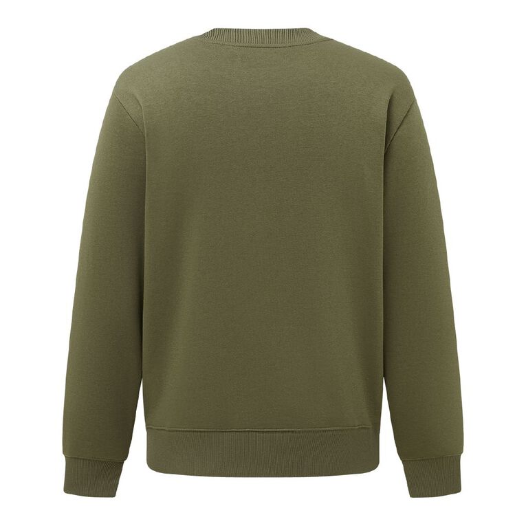 H&H Men's Plain Crew Sweatshirt, Green Mid, hi-res