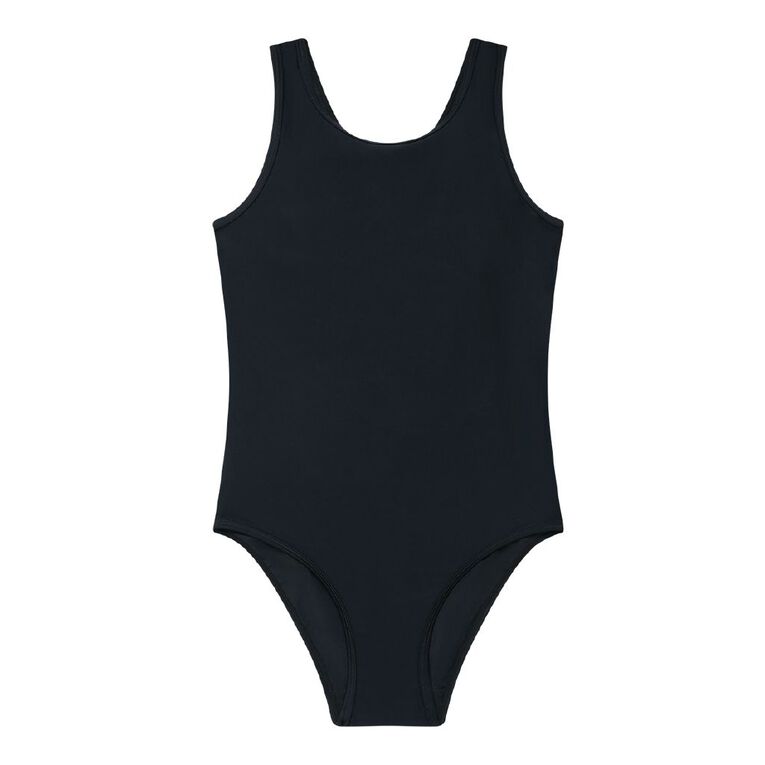 Young Original Plain Swimsuit, Black, hi-res