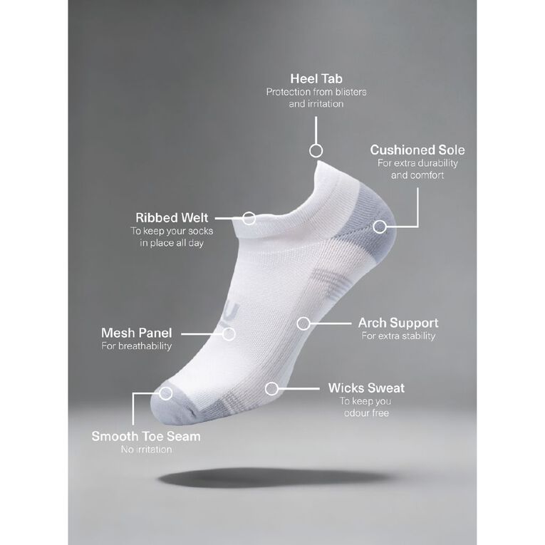 Underworks Bamboo Tech Heel Tab 3 Pack, White, hi-res