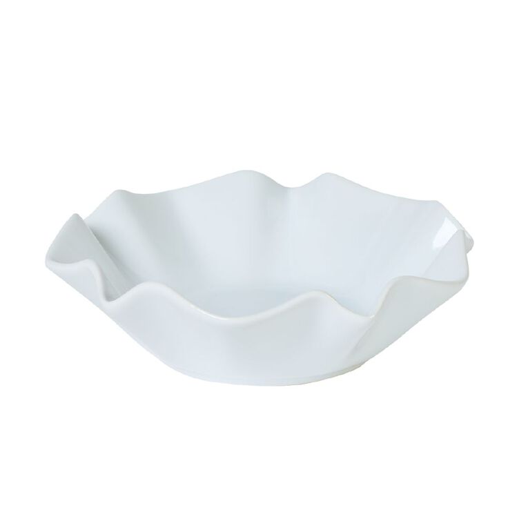 Living & Co Ruffle Bowl Small White 18cm, , hi-res