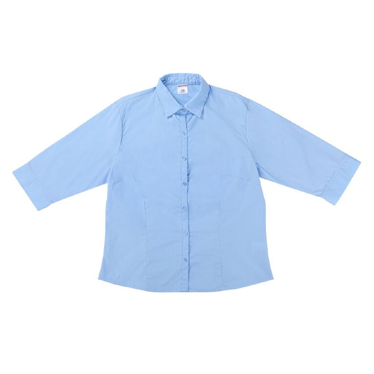Schooltex 3/4 Sleeve Poplin Blouse, Blue Mid, hi-res