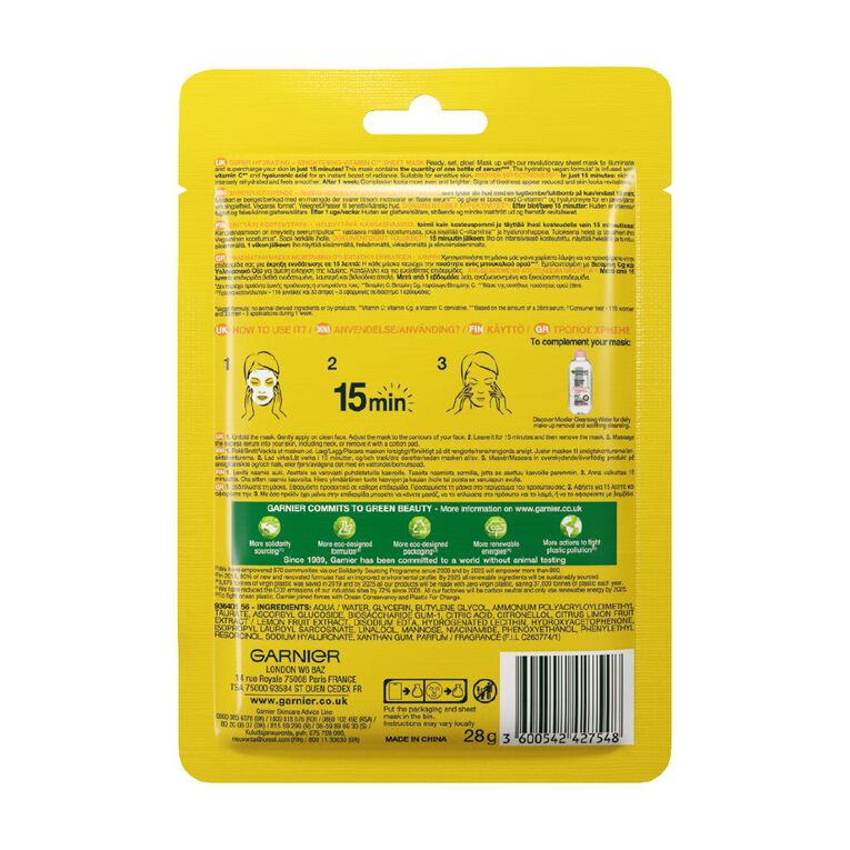 Garnier Vitamin C Tissue Mask 28g, , hi-res
