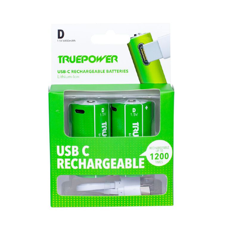 Truepower Truepower D USB-C Rechargeable Batteries, , hi-res