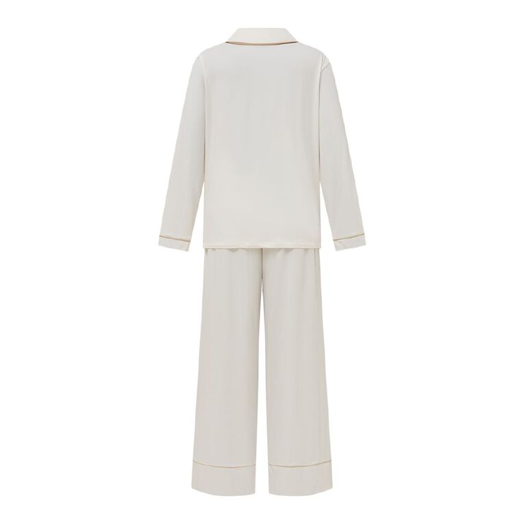 H&H Women's Comfy Button Up Pyjama Set, White, hi-res