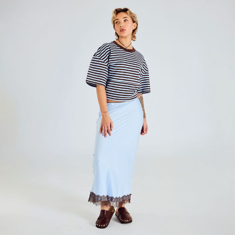 BRDRLESS Sloane Crop Short Sleeve Tee, White/Black, hi-res