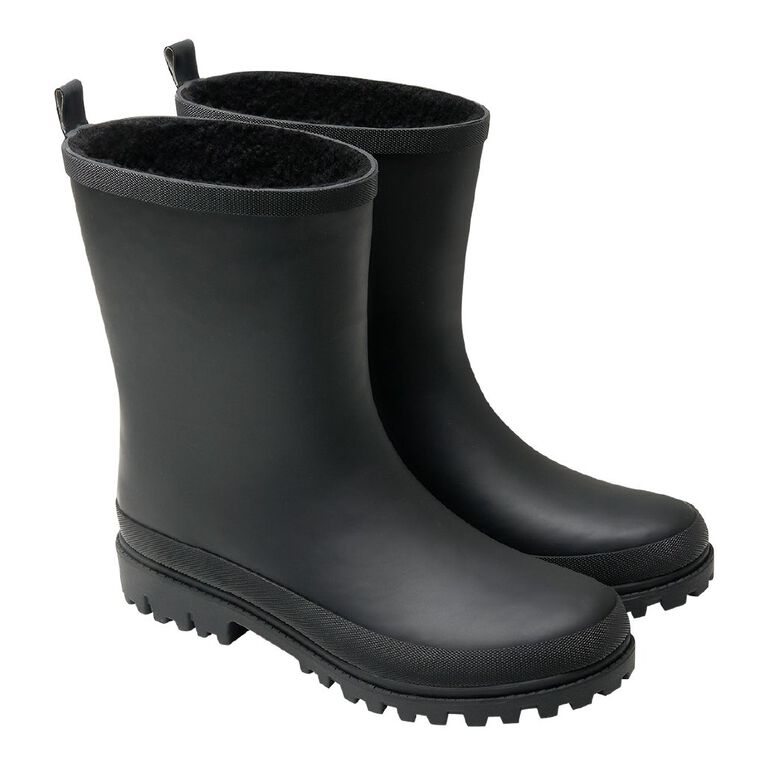 H&H Men's Lined Gumboots, Black, hi-res