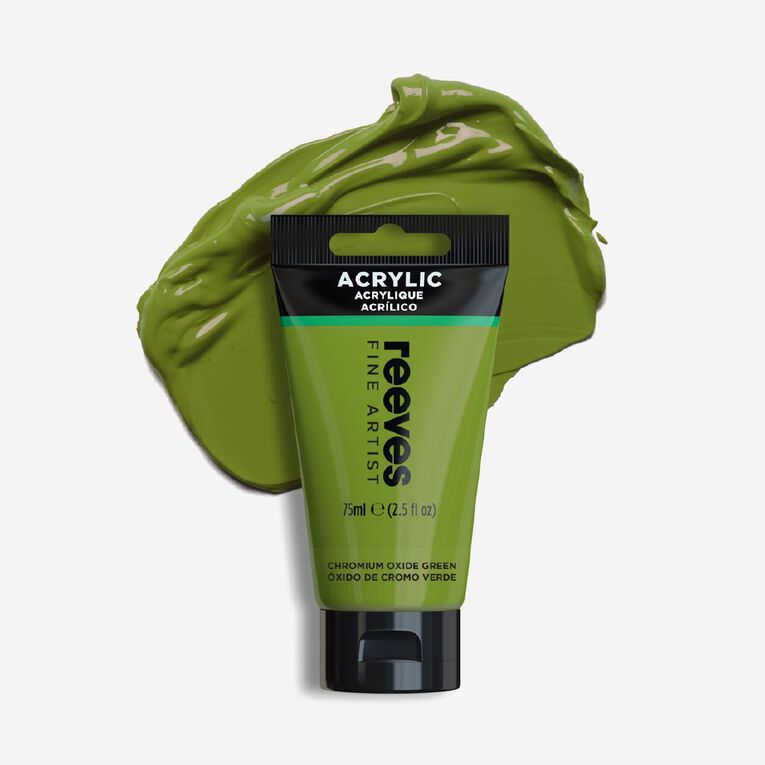 Reeves Fine Acrylic Paint Oxide Chromium Green 75ml, , hi-res