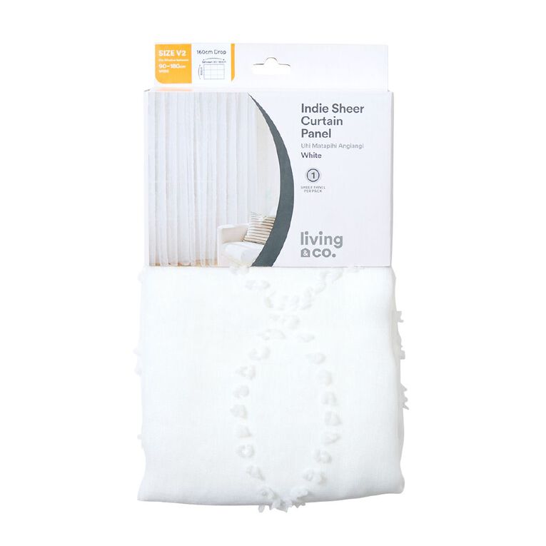 Living & Co Indie Voile White 90-180cm Wide/160cm Drop, , hi-res