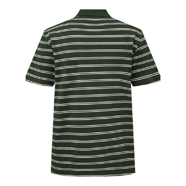 H&H Men's Stripe Polo, Green Dark, hi-res