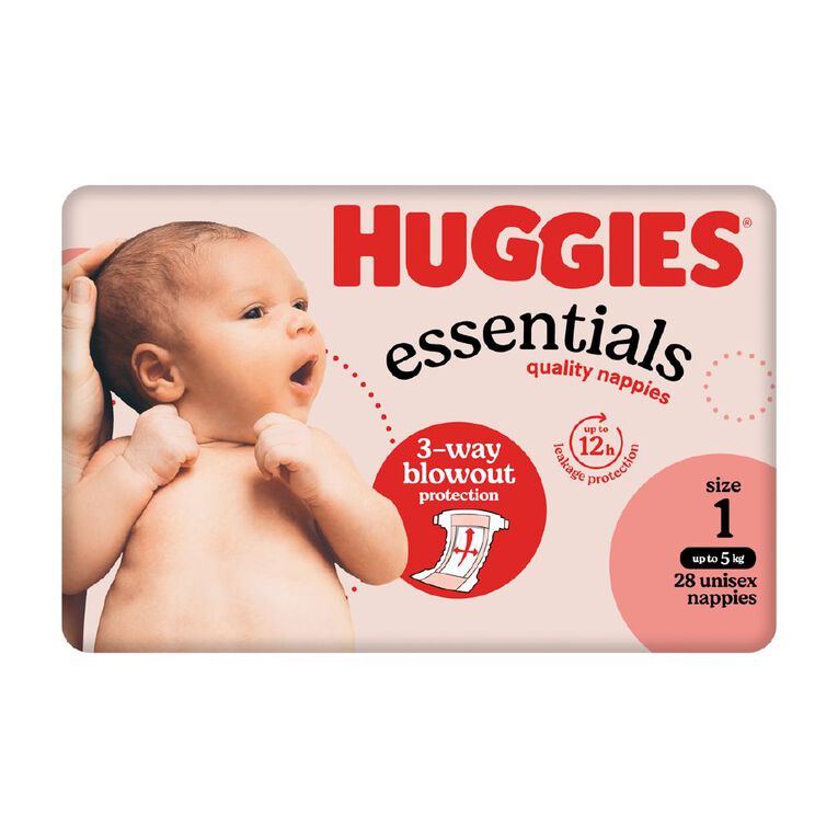 Huggies Essential Nappy Size 1 up to 5kg 28 Pack, , hi-res