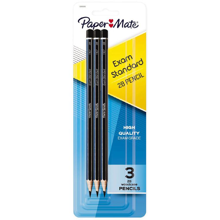 Paper Mate Pencil 2B Black 3 Pack Black The Warehouse