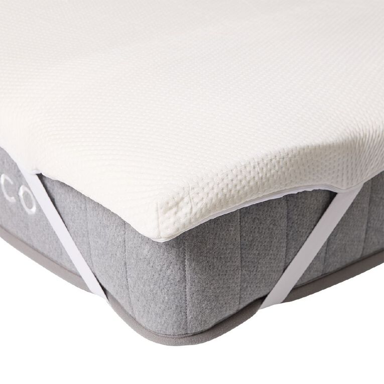 Living & Co Memory Foam Bamboo Blend Cover Mattress Topper White Queen, , hi-res