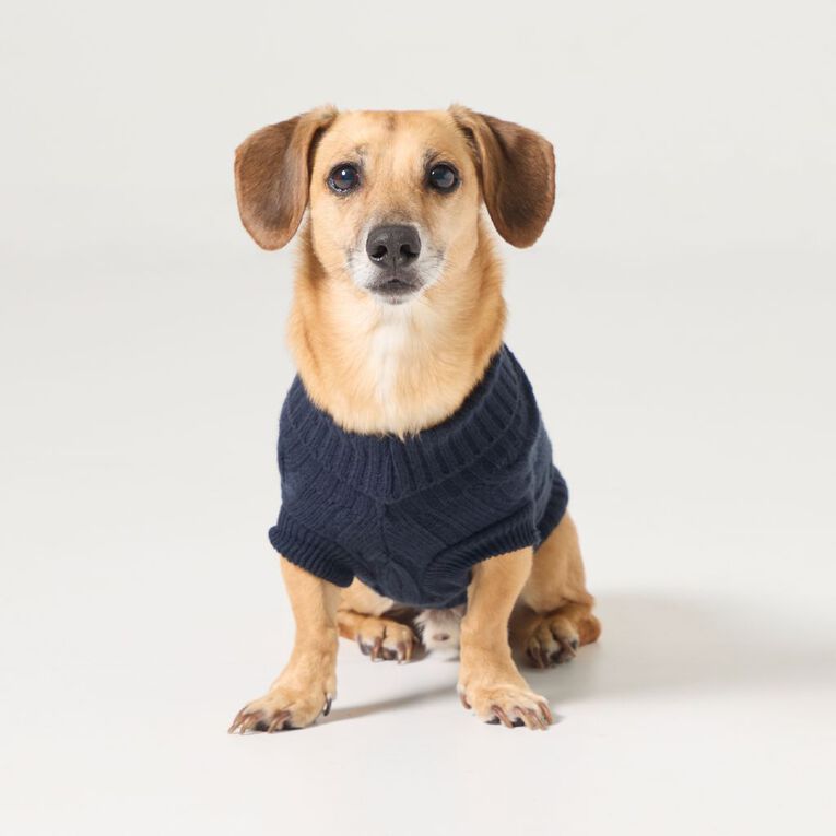 Petzone Cable Knit Jumper Navy X Small, , hi-res