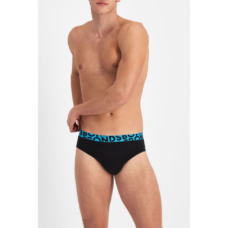 B FOR BONDS Men's Logo Briefs 4 Pack, Black, hi-res