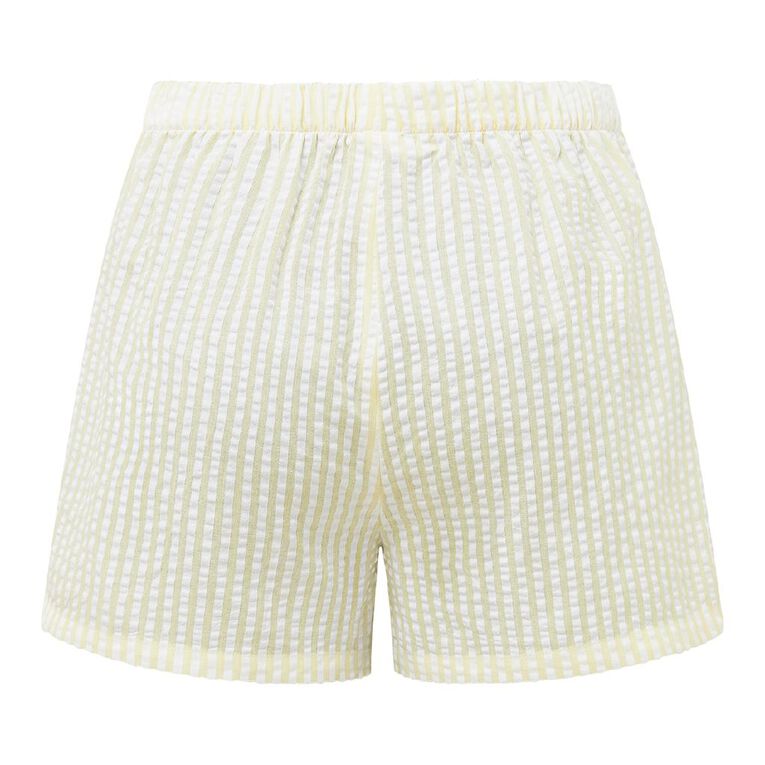 H&H Women's Seersucker Boxer Shorts, Yellow Light, hi-res