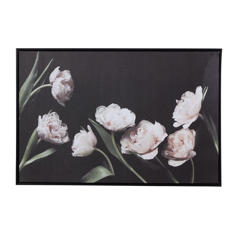 Living & Co Dark Floral Framed Canvas 60cm x 90cm, , hi-res