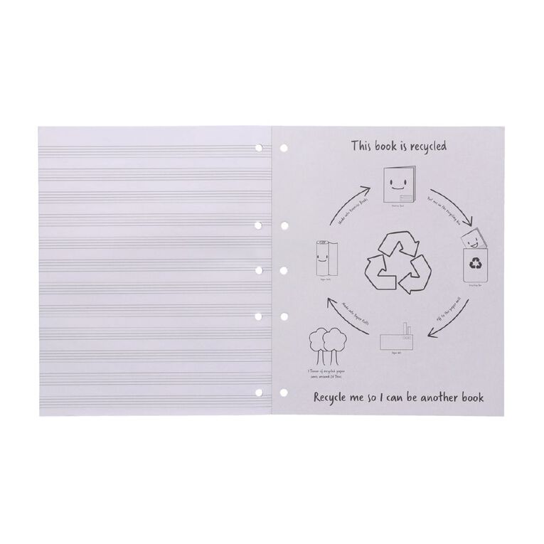 WS Pad Refill 14M5 Music Stave 30 Leaf Punched Yellow, , hi-res
