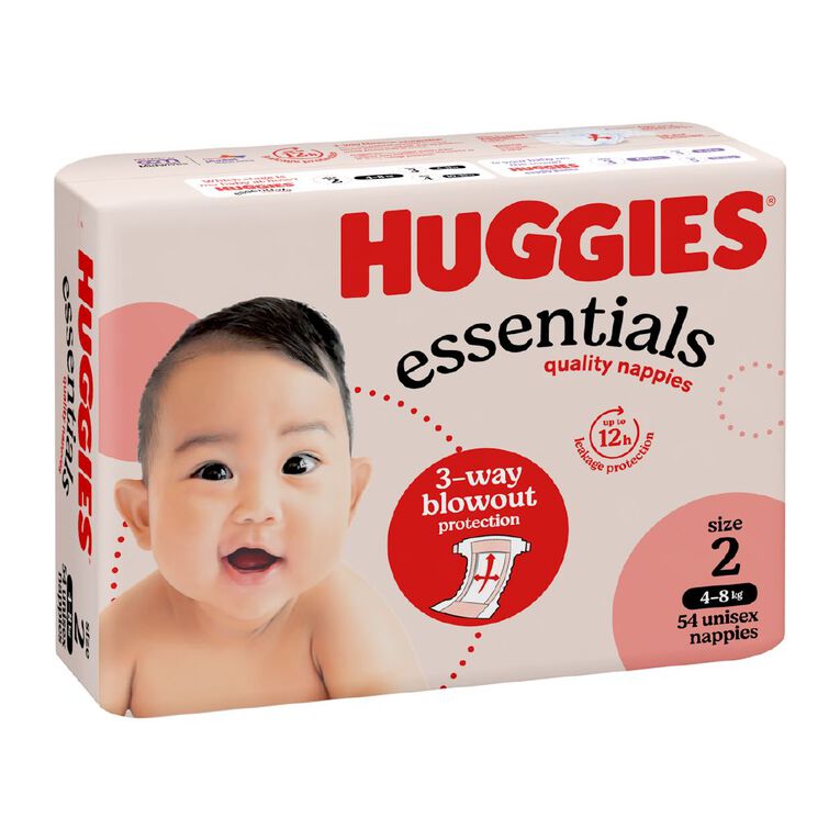 Huggies Essential Nappy Size 2 4-8kg 54 Pack, , hi-res