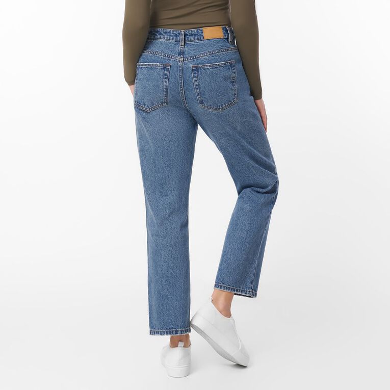 H&H Women's Mid Rise Straight Leg Jean, Denim Mid, hi-res