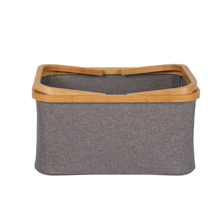 Living & Co Fabric Carry Basket With Bamboo Trim, , hi-res