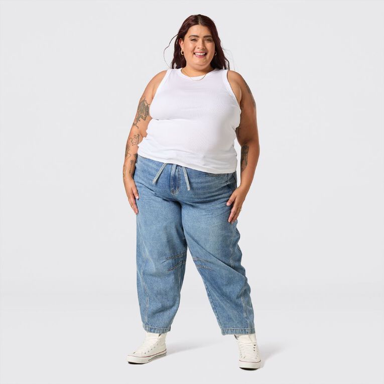 H&H Curve Women's Rib Tank, White, hi-res