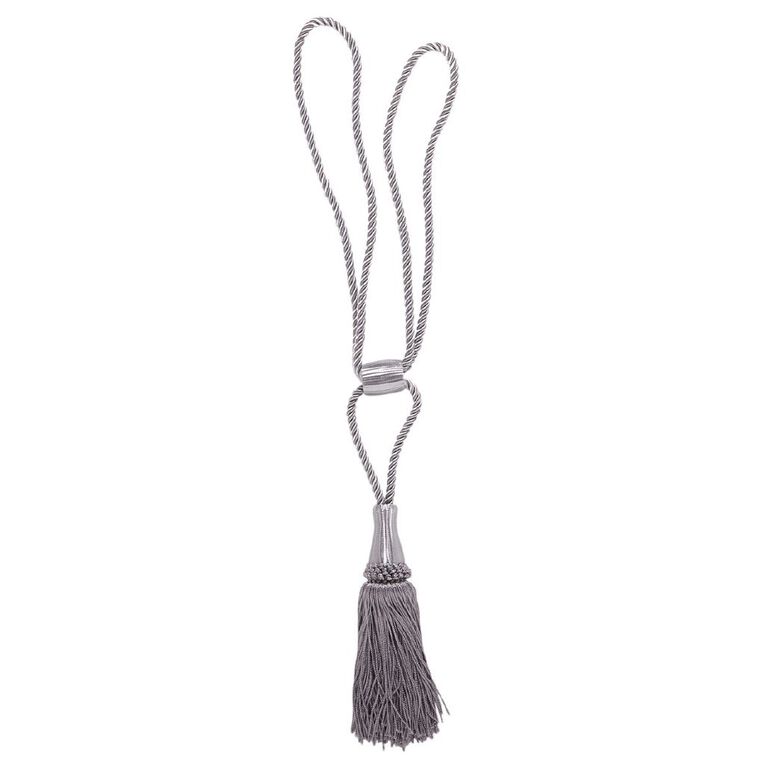 Living & Co Tassel Curtain Tieback Silver 100cm, Silver, hi-res