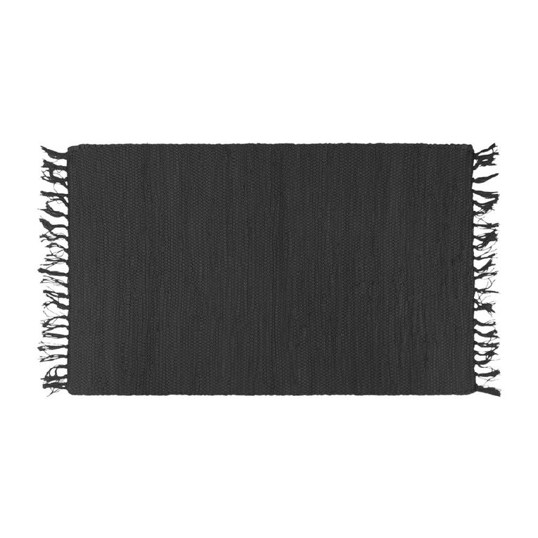Living & Co Rug Cotton Plain Black 160cm x 230cm, , hi-res