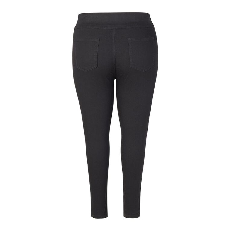 H&H Women's Plus Mid Rise Pull On Jeggings Black The Warehouse - Main Image