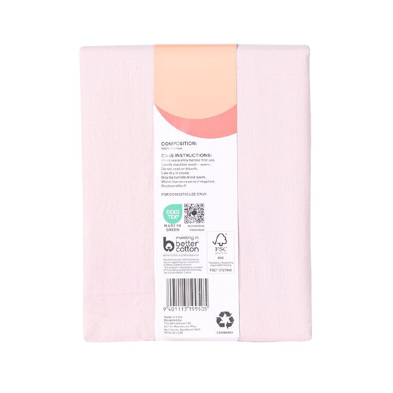 Living & Co 100% Washed Cotton 2 Pack Pillowcase Lilac 48cm x 73cm, Lilac, hi-res